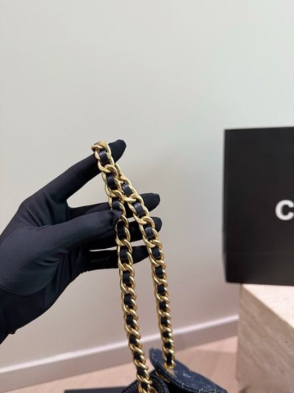 Luxury 25C Hobo Bucket Bag 26cm Quilted Denim Drawstring Shoulder Bag - Picture 7 of 9